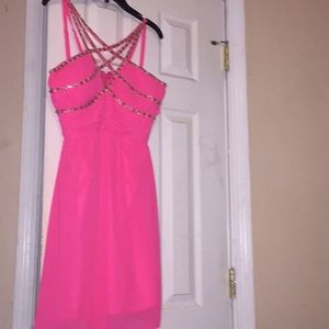A pink dress a sliver design